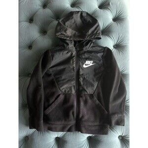 Boys Nike Black Full-Zip Hoodie Fleece Jacket Size Large L